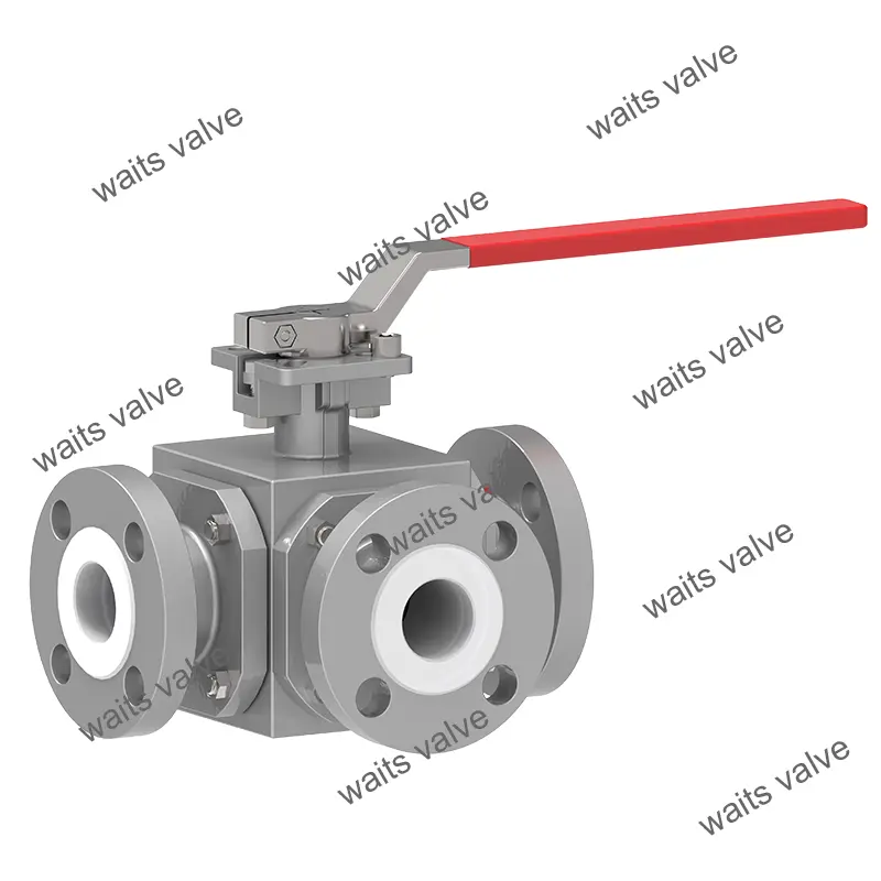 Ptfe Lined Three Way Ball Valve Ptfe Lined Three Way Ball Valve
